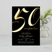 Minimal Fifty and Fabulous 50th Birthday Party 箔招待状 (立ち正面)