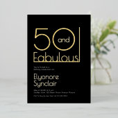 Minimal Fifty and Fabulous 50th Birthday Party 箔招待状 (立ち正面)