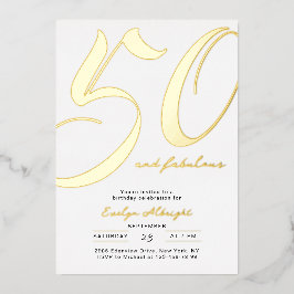 Minimal Fifty and Fabulous 50th Birthday Party 箔招待状