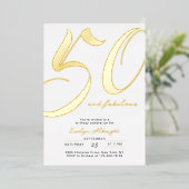 Minimal Fifty and Fabulous 50th Birthday Party 箔招待状 (立ち正面)