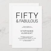 Minimal Fifty and Fabulous 50th Birthday Party Inv 招待状 (正面/裏面)