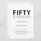 Minimal Fifty and Fabulous 50th Birthday Party Inv 招待状 (正面/裏面)