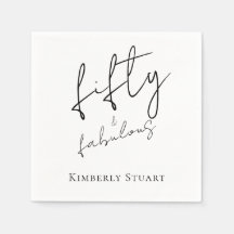 Minimal Fifty and Fabulous 50th Script Birthday