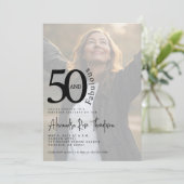 Minimal Fifty and Fabulous Photo 50th Birthday 招待状 (スタンド正面)