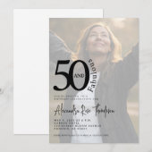 Minimal Fifty and Fabulous Photo 50th Birthday 招待状 (正面/裏面)