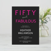 Minimal Fifty and Fabulous Pink 50th Birthday 招待状 (スタンド正面)