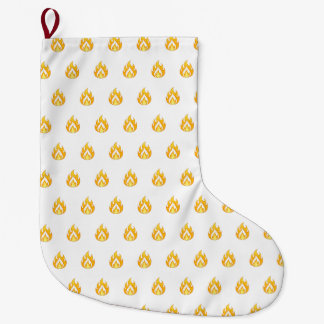 Minimal Fire Flame Icon Hot Lit Aesthetic Graphic ラージクリスマスストッキング