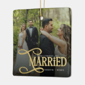 Minimal First Christmas Married Couples 2 Photos セラミックオーナメント (左)