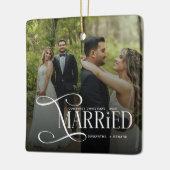 Minimal First Christmas Married Couples 2 Photos セラミックオーナメント (左)