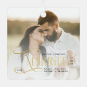 Minimal First Christmas Married Couples Photo メタルオーナメント (正面)