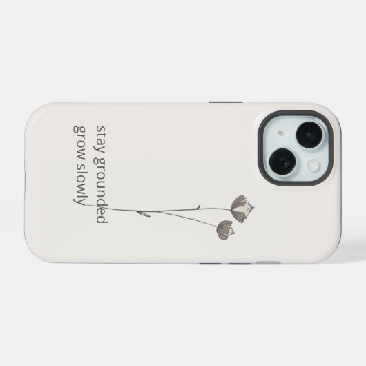 Minimal Flax Phone Case - Stay Grounded iPhone 15ケース (裏面横)