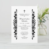 Minimal Floral Back & White Garland Photo Funeral 招待状 (スタンド正面)