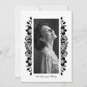 Minimal Floral Back & White Garland Photo Funeral 招待状 (裏面)