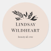 Minimal Floral Beige Botanical  ラウンドシール (正面)