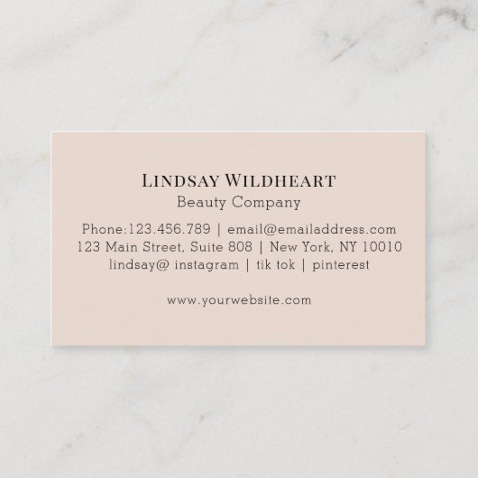 Minimal Floral Beige Botanical Beauty 名刺 (裏面)