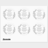 Minimal Floral Black and White Ingredients Sticker ラウンドシール (シート)