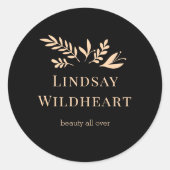 Minimal Floral Black Botanical  ラウンドシール (正面)