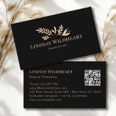 Minimal Floral Black Botanical Beauty QR Code 名刺