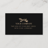 Minimal Floral Black Botanical Salon Discount Card 割引カード (正面)