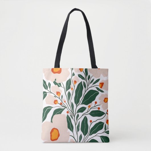 Minimal Floral Botanical Pattern Tote Bag トートバッグ (正面)