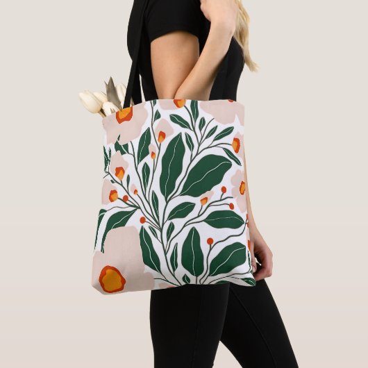 Minimal Floral Botanical Pattern Tote Bag トートバッグ (クローズアップ)