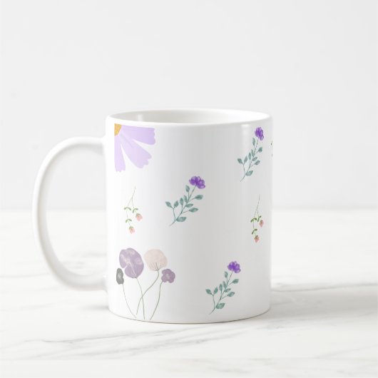 Minimal Floral Coffee White Mug  コーヒーマグカップ (左)