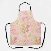 Minimal Floral Doodle Pattern –Pastel Pink pattern エプロン (正面)