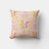 Minimal Floral Doodle Pattern –Pastel Pink pattern クッション (正面)