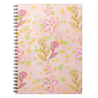 Minimal Floral Doodle Pattern –Pastel Pink pattern ノートブック