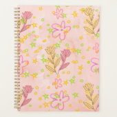 Minimal Floral Doodle Pattern –Pastel Pink pattern プランナー手帳 (正面)