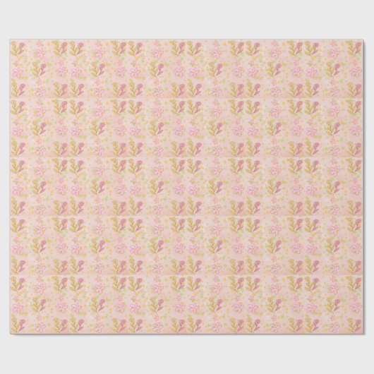 Minimal Floral Doodle Pattern –Pastel Pink pattern ラッピングペーパー (フラット)