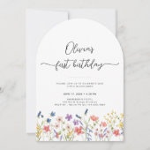Minimal Floral First Birthday Arch Invitation 招待状 (正面)