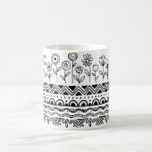 Minimal Floral Folk Pattern Mug – Boho Line Art  コーヒーマグカップ (中央)