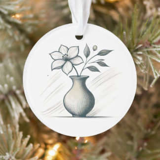 Minimal Floral Vase Line Art Elegant Flower Sketch オーナメント