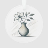 Minimal Floral Vase Line Art Elegant Flower Sketch オーナメント (裏面)