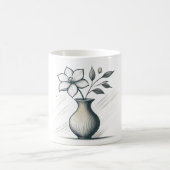 Minimal Floral Vase Line Art Elegant Flower Sketch コーヒーマグカップ (中央)