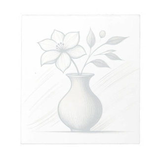 Minimal Floral Vase Line Art Elegant Flower Sketch ノートパッド