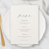 Minimal Floral Wedding Menu with Botanical Back 招待状