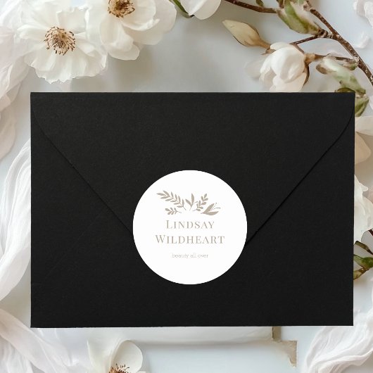 Minimal Floral White Botanical  ラウンドシール