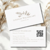 Minimal Floral White Botanical Beauty QR Code 名刺