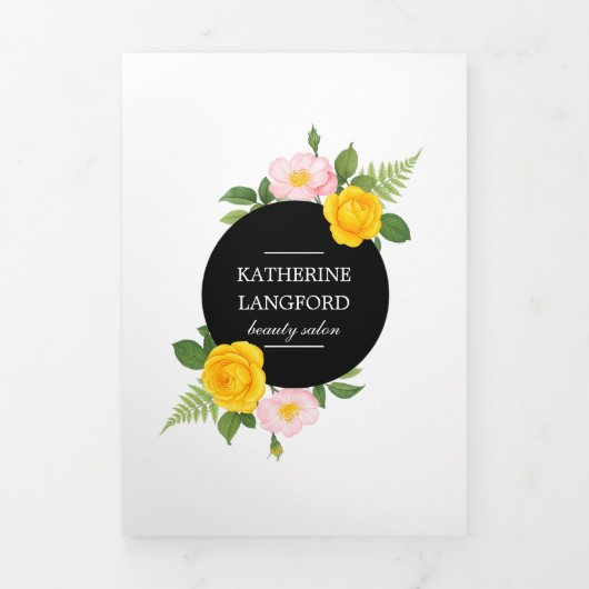 Minimal Floral Wreath Beauty Salon Business Suite 三つ折りカード (カバー)