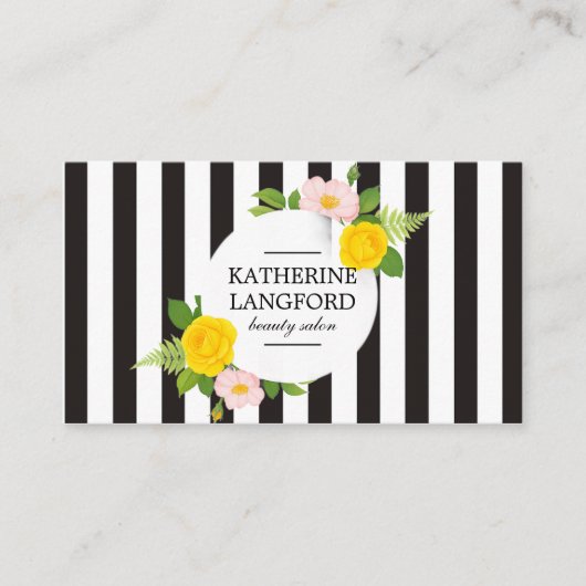 Minimal Floral Wreath Beauty Salon Business Suite 名刺 (正面)