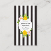 Minimal Floral Wreath Beauty Salon Striped 名刺 (正面)