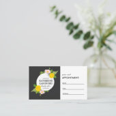 Minimal Floral Wreath Black White Salon 予約カード (スタンド正面)