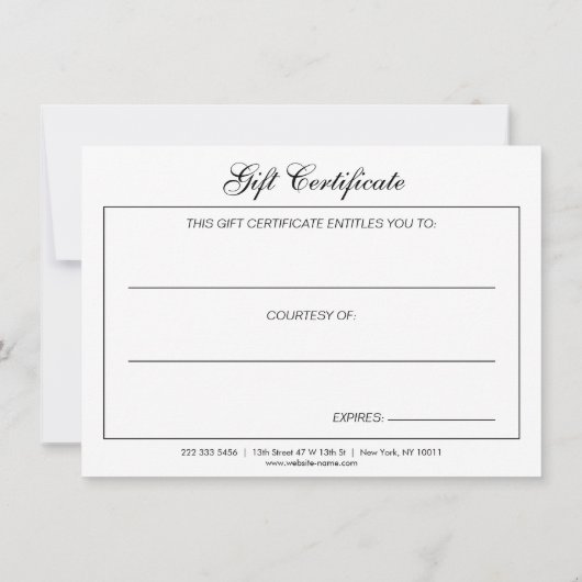 Minimal Floral Wreath Salon Black Gift Certificate (裏面)