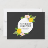 Minimal Floral Wreath Salon Black Gift Certificate (正面)