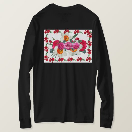 Minimal Flower Line Art | Aesthetic Botanical  Tシャツ (デザイン裏面)