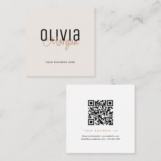 Minimal Font Duo QR Code スクエア名刺 (正面/裏面)