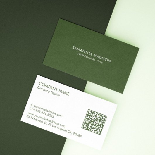 Minimal Forest Green Tones Linen Burlap Fabric  名刺