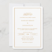Minimal Formal Script Gold Frame Muslim Wedding 招待状 (正面)